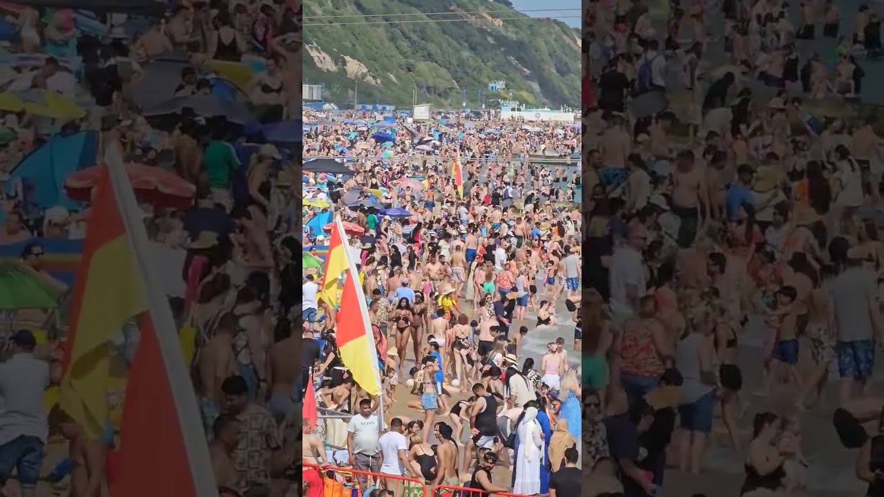 Incredibly busy beach. Best Beach in the UK. #bournemouthbeach #uk #beach