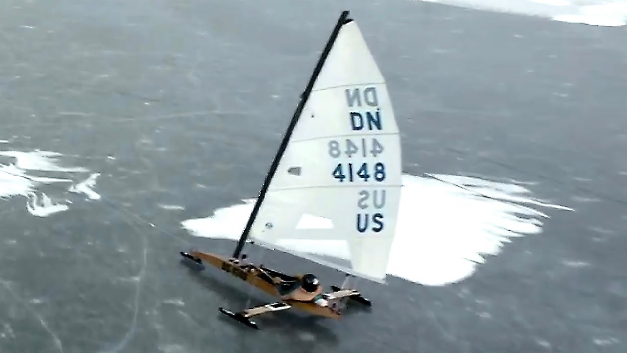 Ice boat racing on Lake Monona
