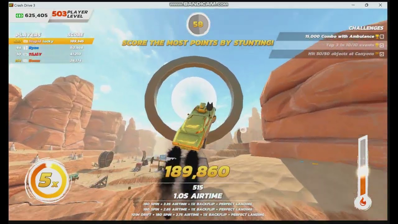 Crash Drive 3 : How to get 350k+ in canyons stunts event.
