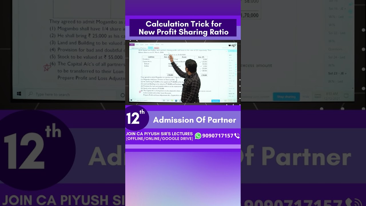Shortcut Trick to calculate - New Profit Sharing Ratio