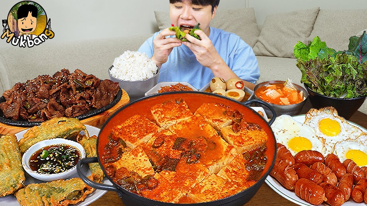 ASMR MUKBANG | Корейская домашняя Тушёный тофу, свиной пульгоги, корейские закуски