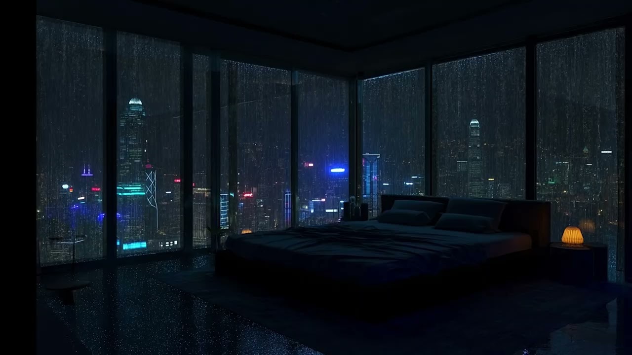 Rain for Deep Sleep 🌧️ Thunderstorm in a NYC Penthouse | 8 Hours Luxury Night Ambience (No Music)