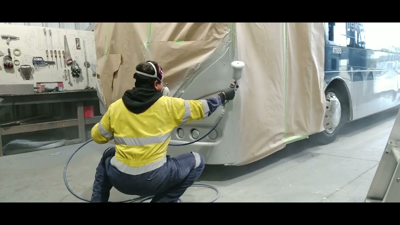 ADL bus front bumper repair and painting