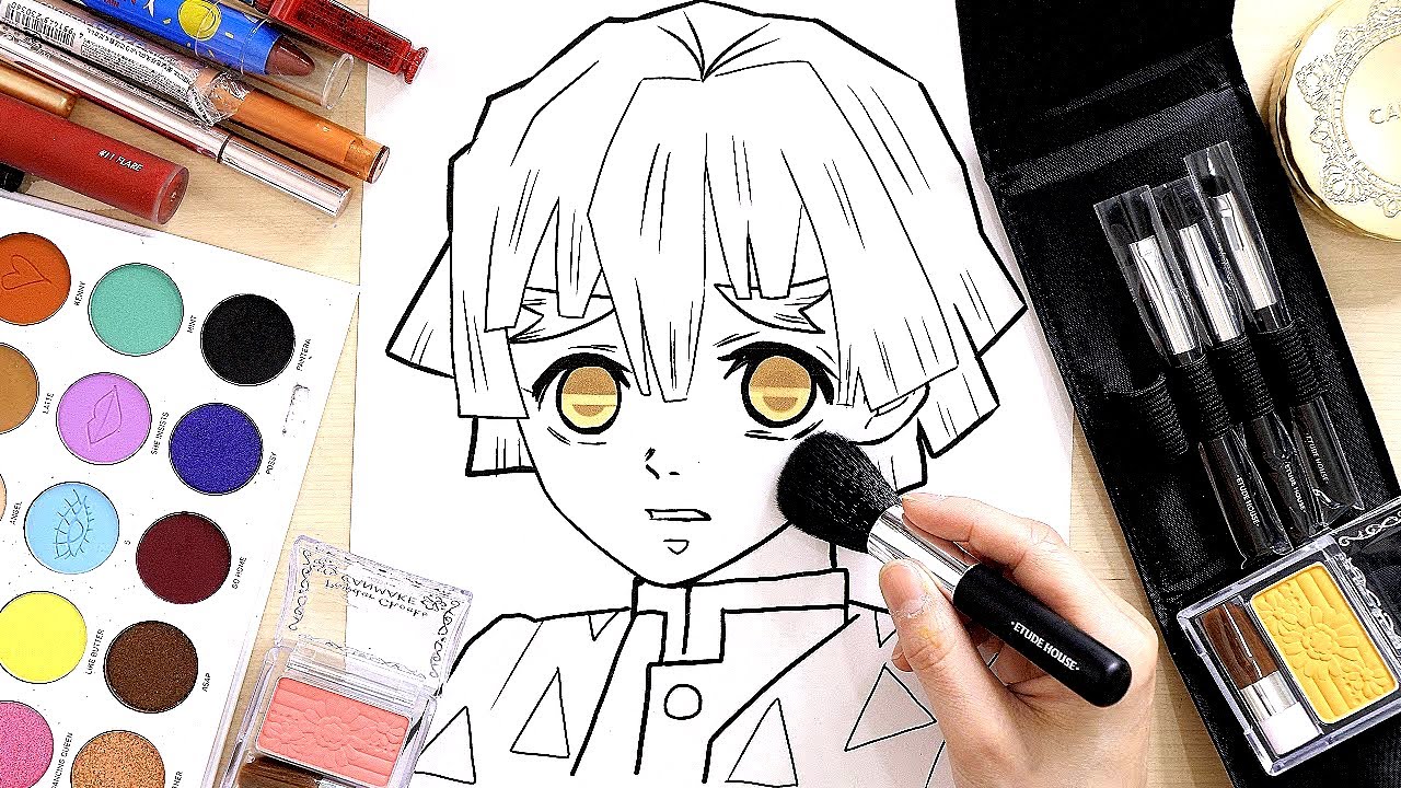 鬼滅の刃のぬりえメイクが楽しすぎたw