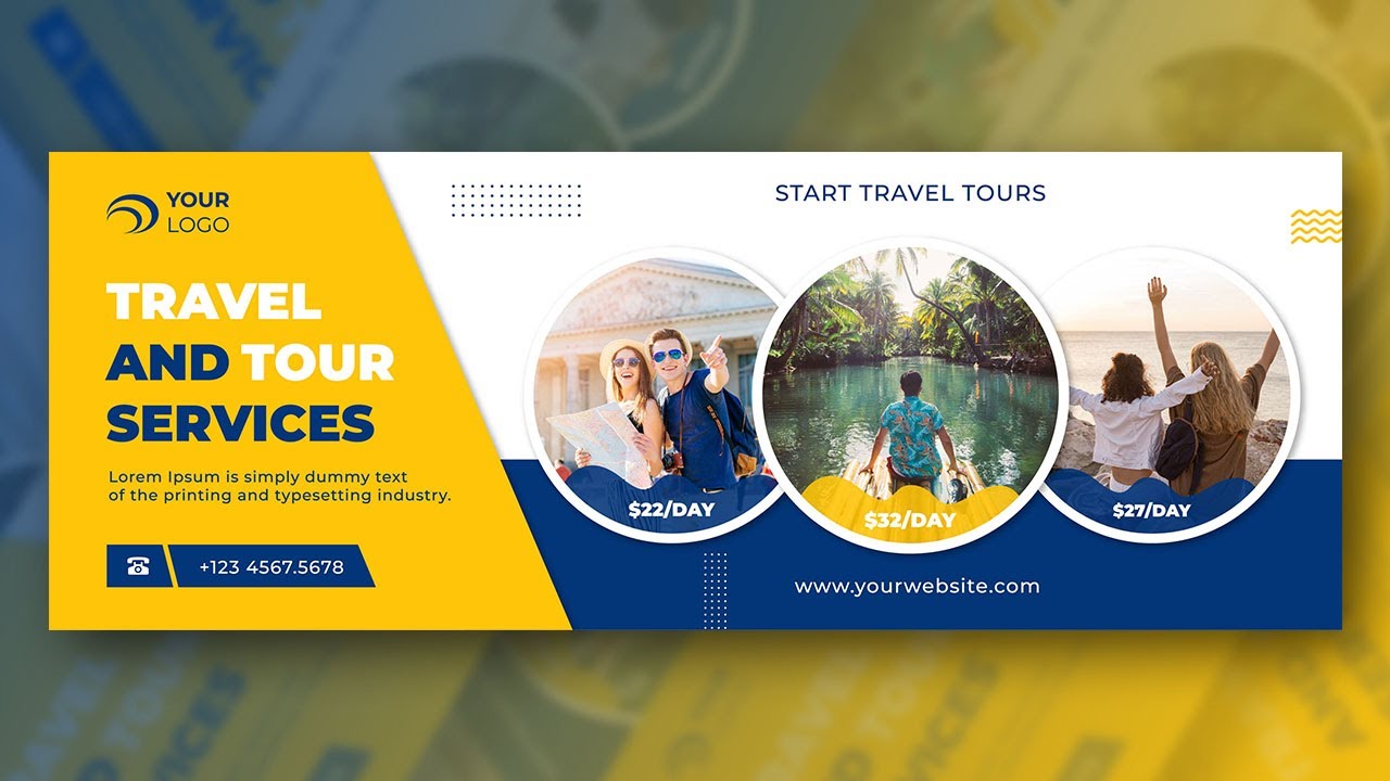Facebook Cover Photo Design in Adobe Illustrator | Travel and Tour Cover Photo