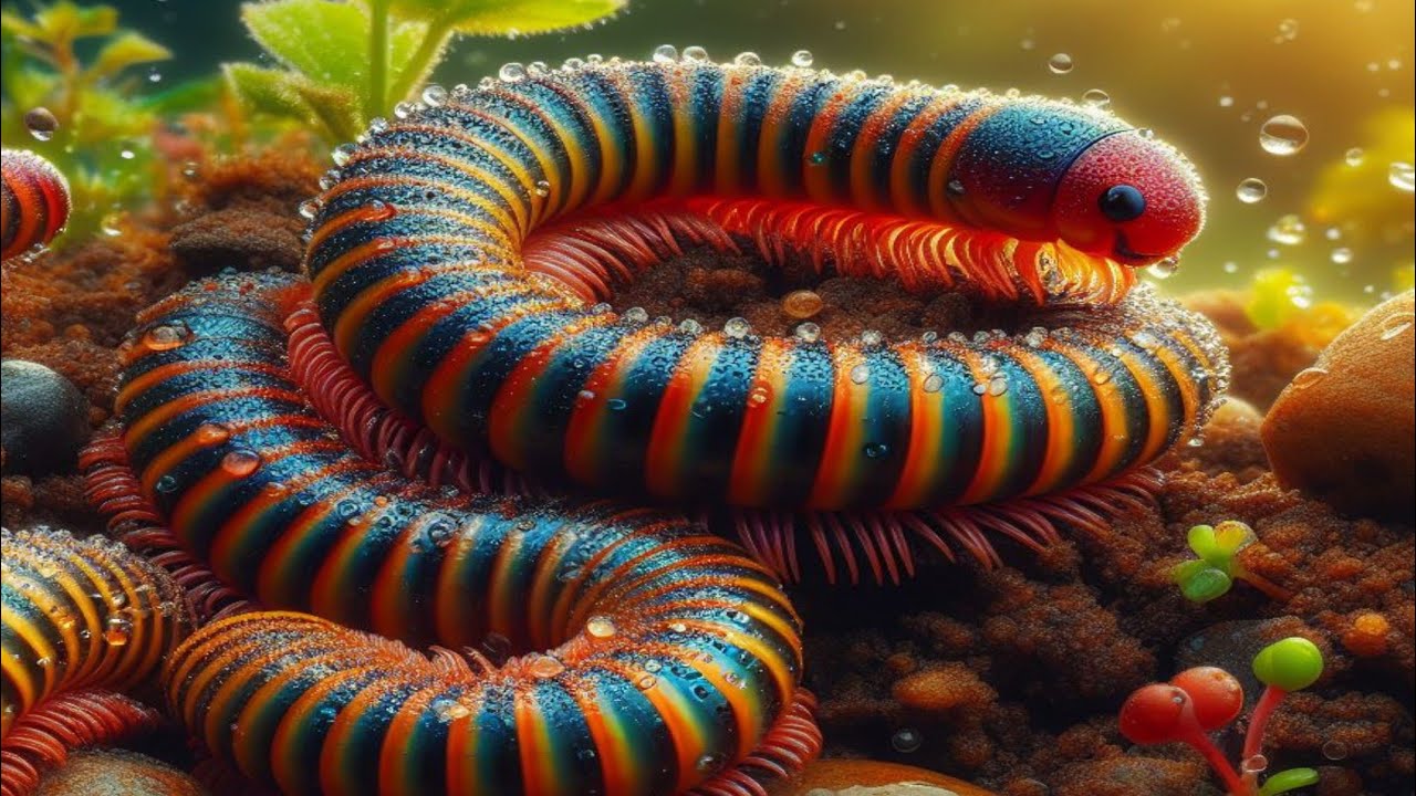 Archispirostreptus gigas (Giant African Millipede) Close-up || millipedes in the wilderness..