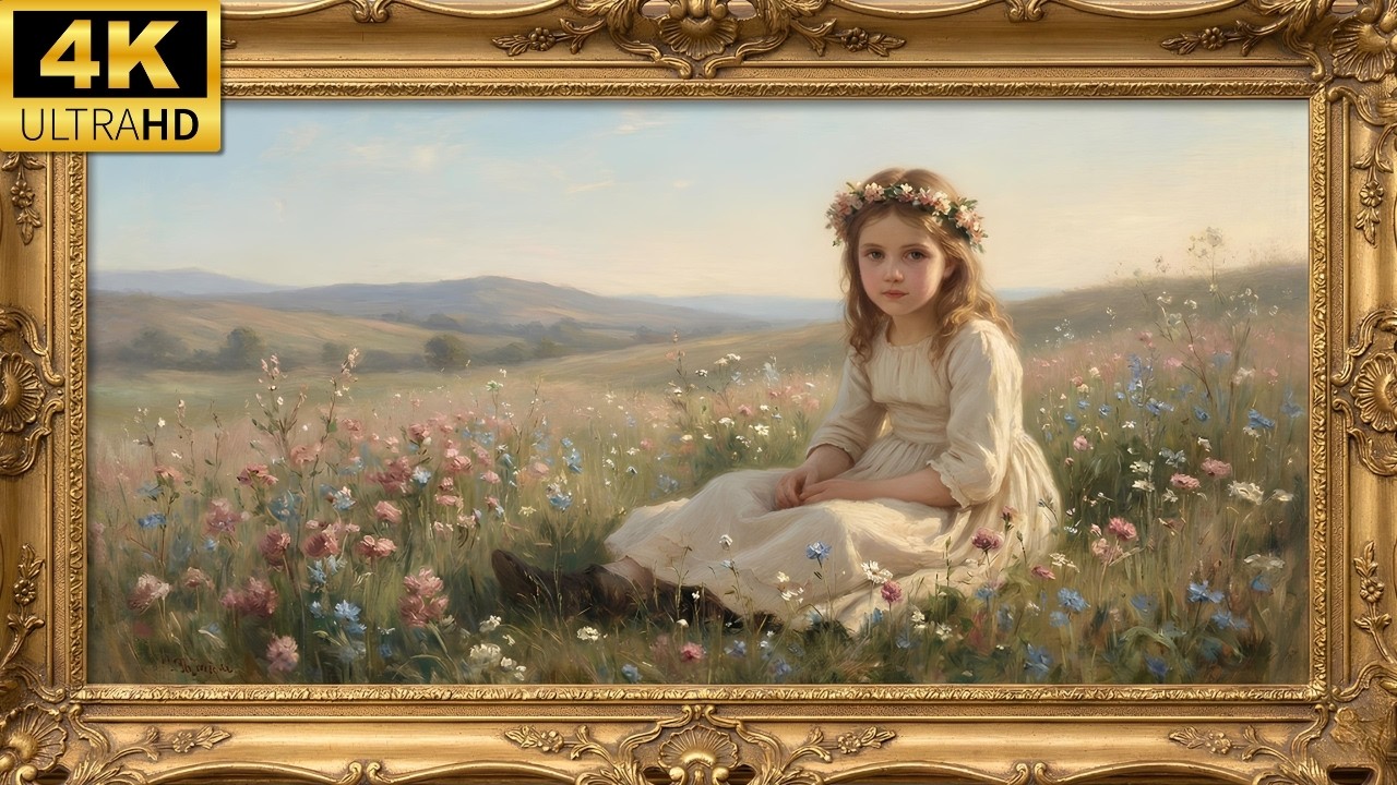 4K UHD Vintage Beautiful Spring Landscape Painting | Gold Frame TV Art | Art Screensaver
