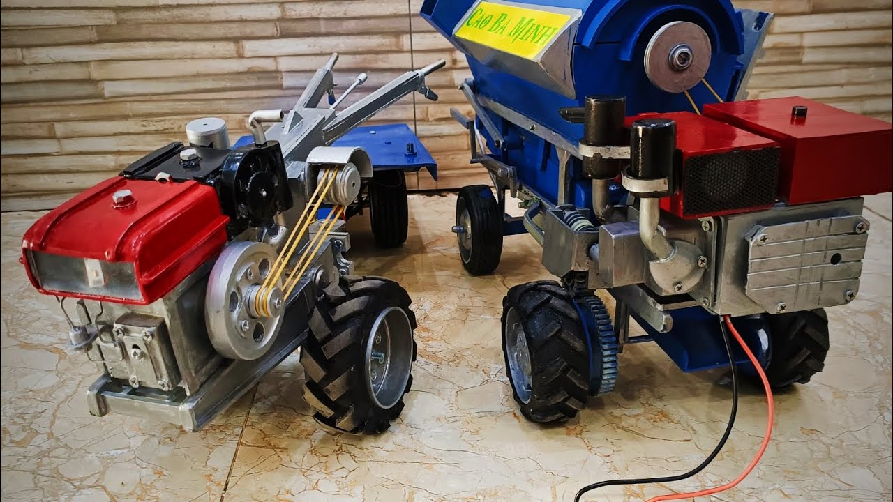 mô hình máy tuốt lúa kết hợp máy công nông rất đẹp mắt.đừng quên đăng kí ủng hộ mình nhé
