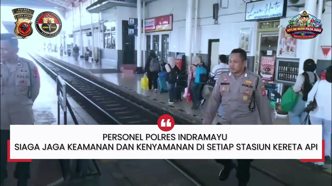 PERSONEL POLRES INDRAMAYU SIAGA JAGA KEAMANAN DAN KENYAMANAN DI SETIAP STASIUN KERETA API