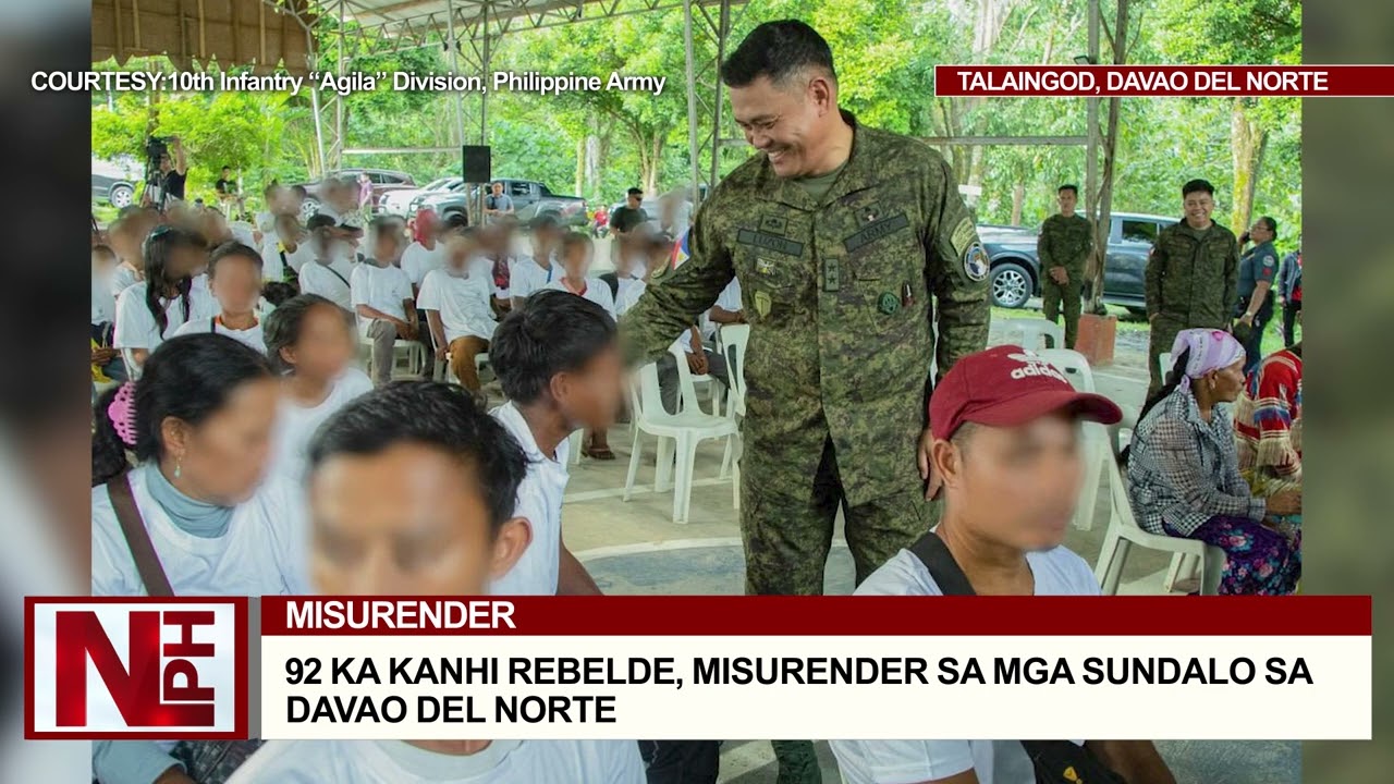 92 KA KANHI REBELDE, MISURENDER SA MGA SUNDALO SA DAVAO DEL NORTE