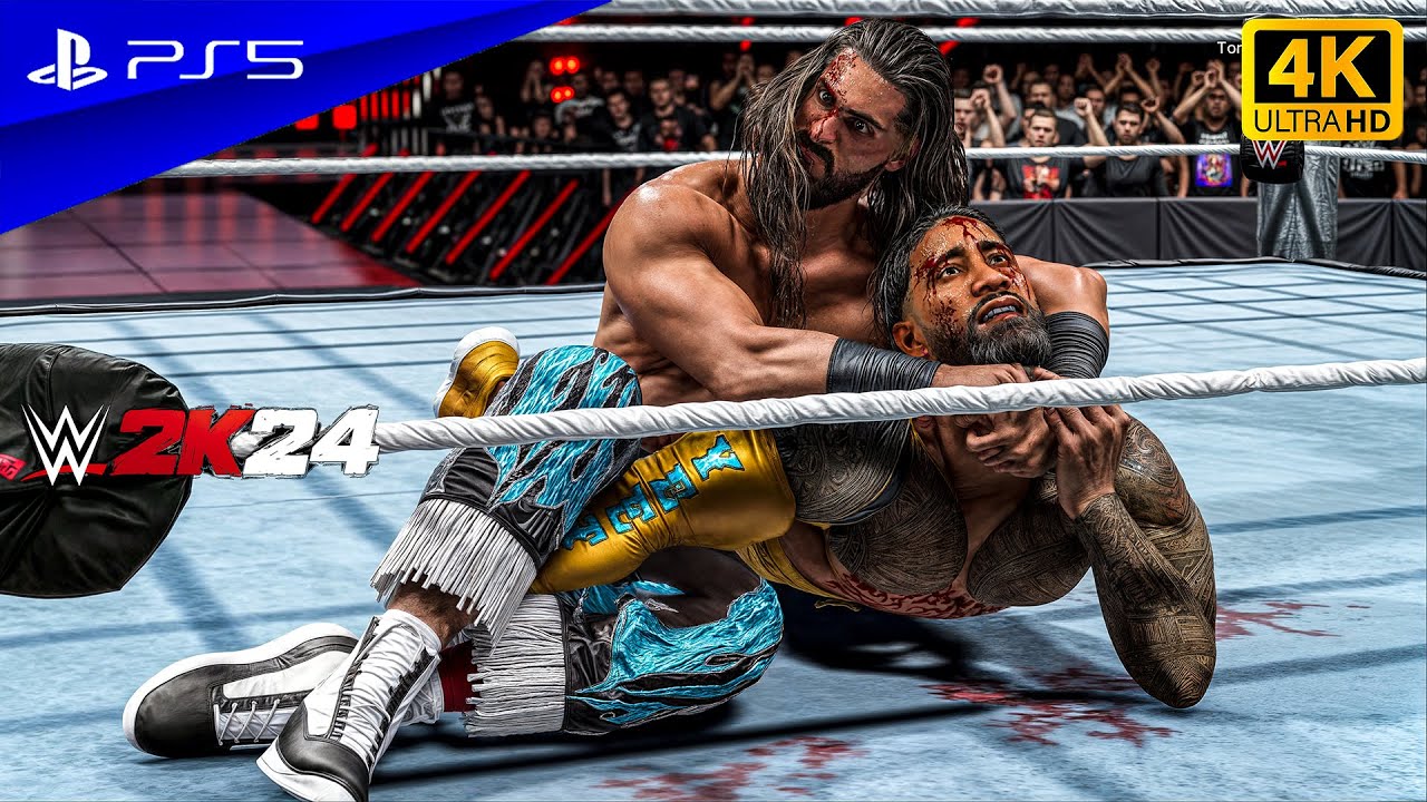 WWE 2K24 - Jey Uso vs. Seth Rollins | No Holds Barred Match BAD BLOOD 2024 | PS5™ [4K60]