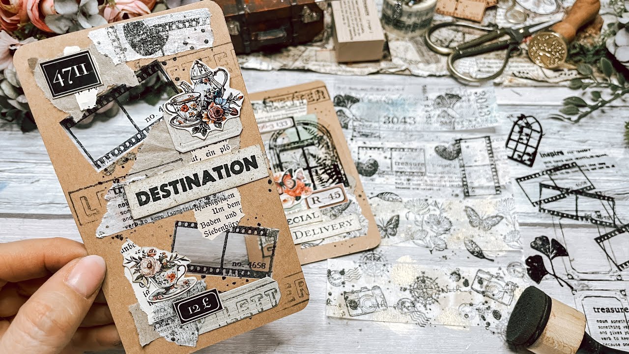 Junk Journal / deutsch / DIY Washi und DIY Deko Folien / Journal Card und Pocket zu verschenken
