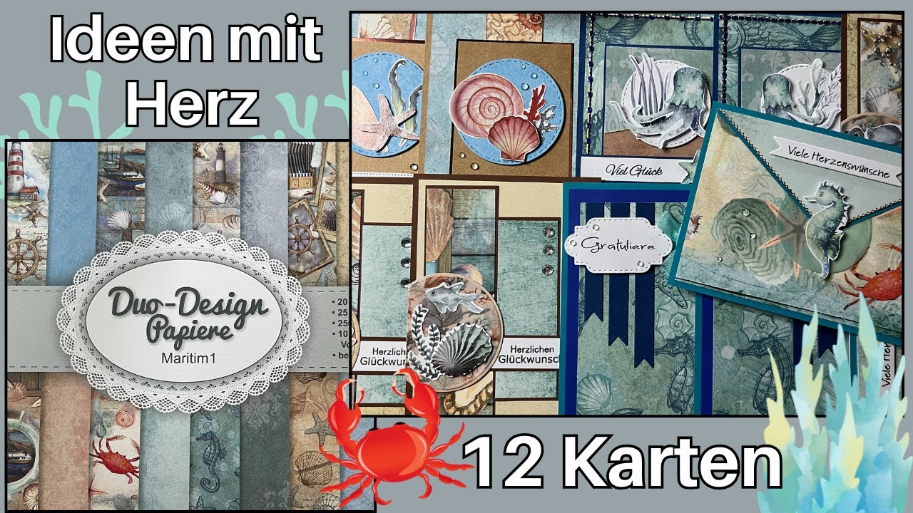 Ideen mit Herz❣️ 12 Karten ein Block - Maritim 1 🦀 - Teil 3