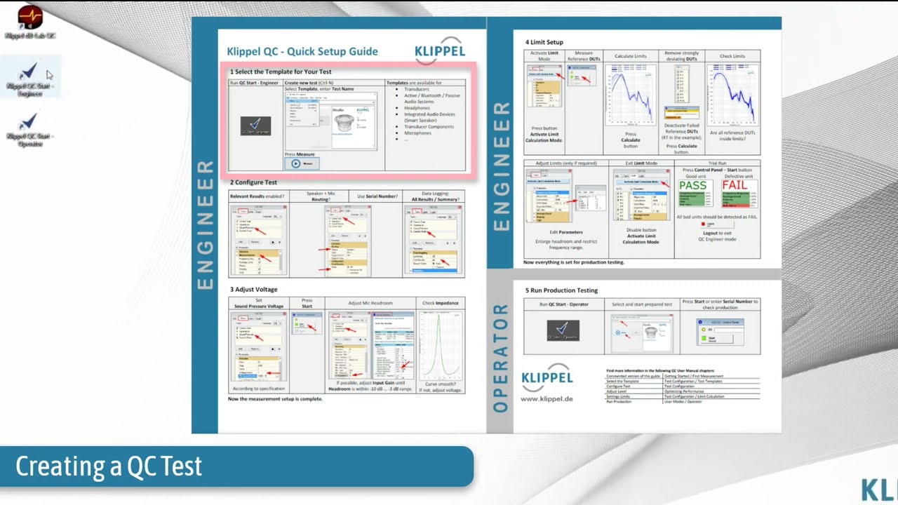 KLIPPEL Demonstration of QC Standard - Test Setup