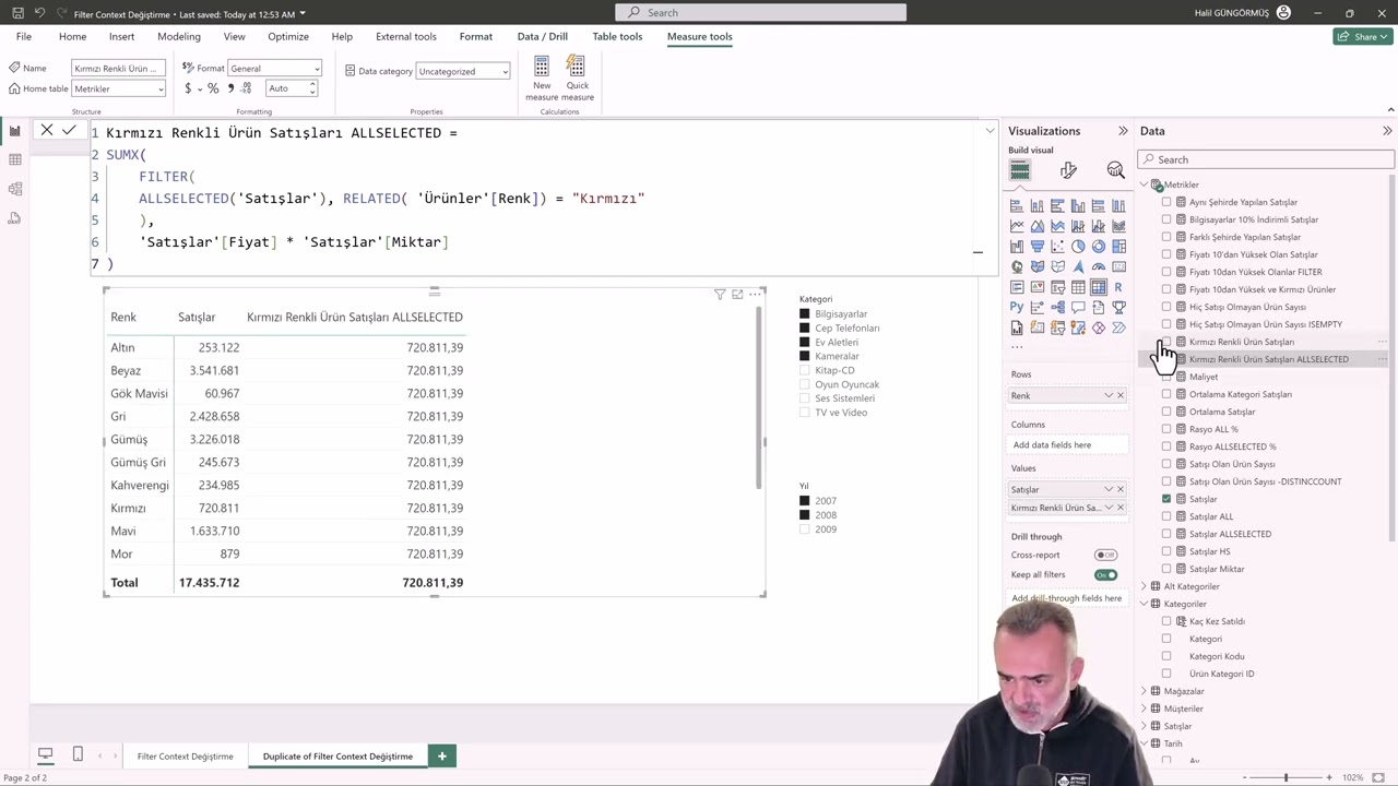 Power BI Eğitimi - Filter Context Değiştirme   ALL, ALLSELECTED