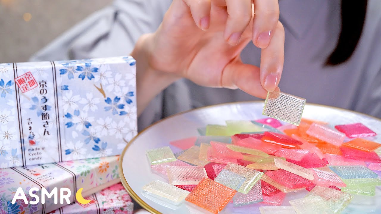 [囁き声-ASMR] パリパリ美味しい！京都まるんのうす飴さんを食べる🍭咀嚼音 / Eating Sounds