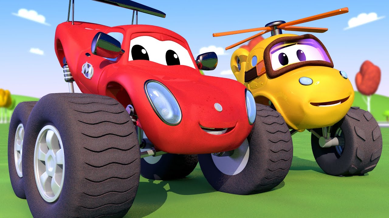 Monster Town - Canavar Helikopter Mia'nın Kuyu Kazası - Canavar Kamyonlar  🚓 🚒 çizgi filmler