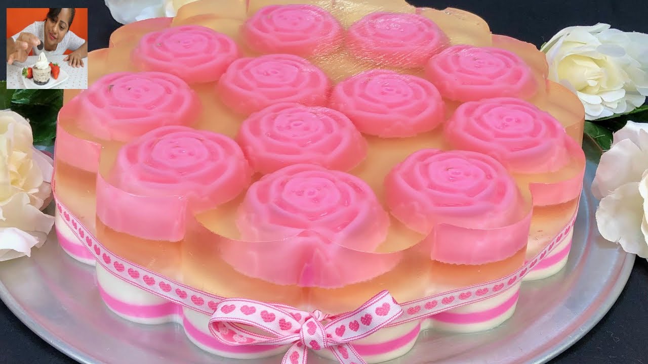 GELATINA CRISTALINA de YOGURT con ROSAS – POSTRE Elegante para el DÍA de la MADRE