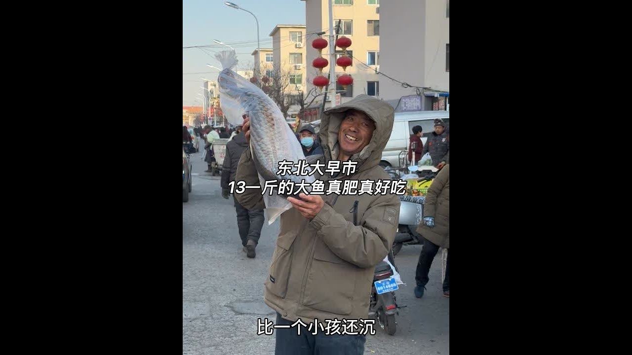 今天带大家感受一下东北大早市有多热闹～买了一条13斤的大鱼太香啦～#青年创作者成长计划 #记录我的农村生活 #东北猫冬生活 #东北早市
