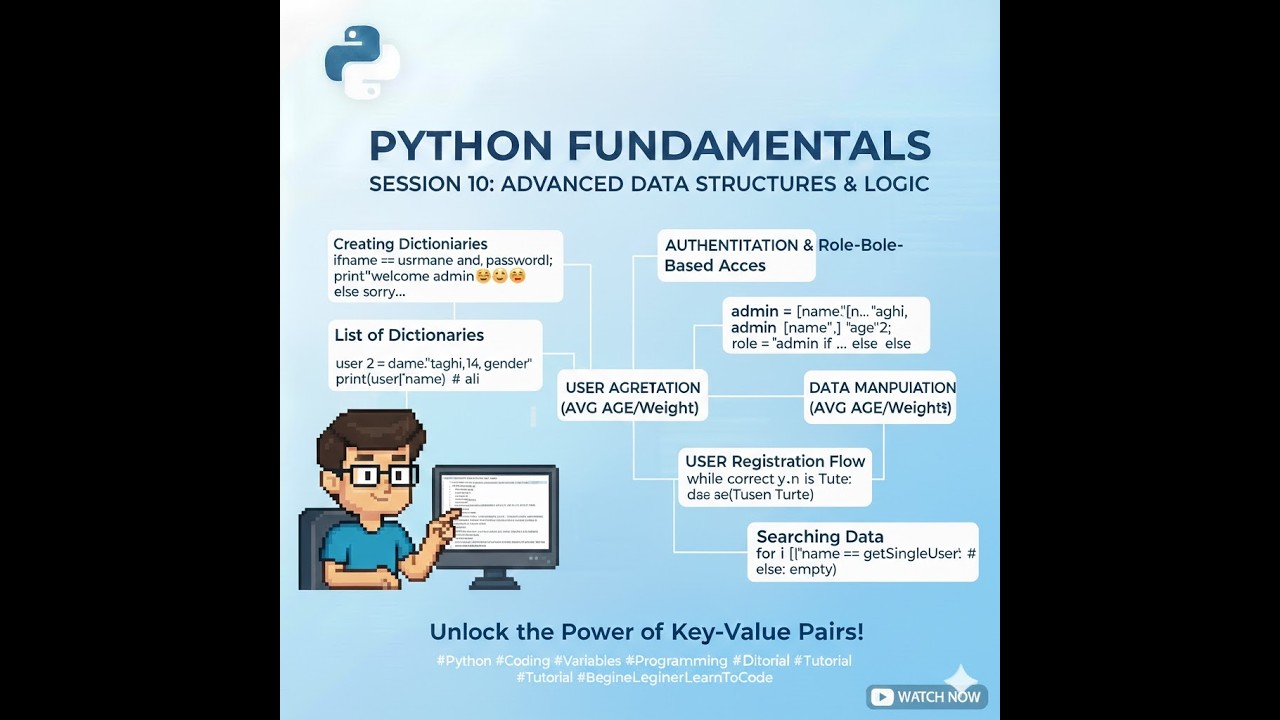 آموزش Python جلسه دهم | پروژه مدیریت کاربران با List و Dictionary