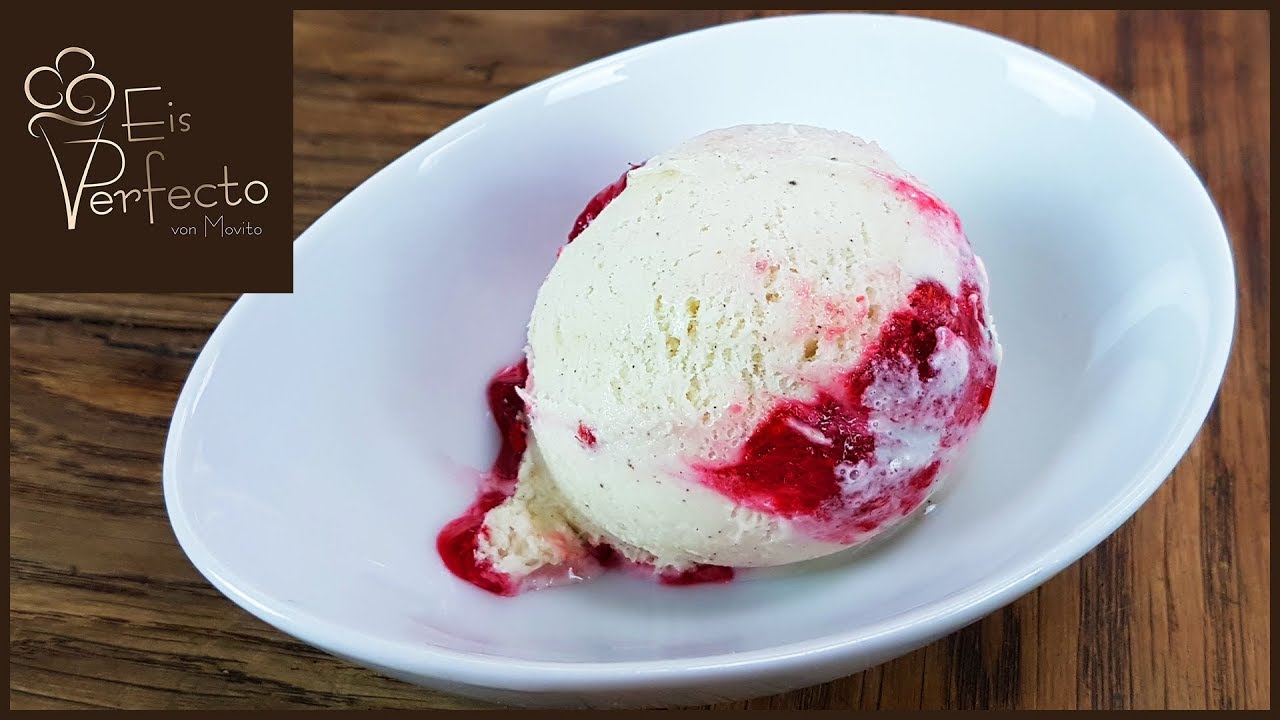Vanille Eis Rezept - Wei&szlig;e-Vanille k&uuml;sst Himbeere mit Anleitung - Vanilleeis selber machen