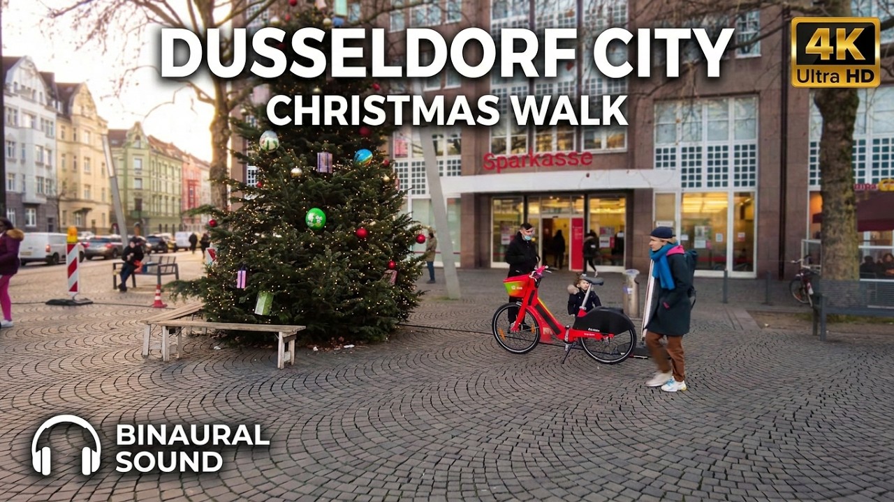 DUSSELDORF CITY WALK &bull; GERMANY 4K 60FPS | POV OBERBILK CHRISTMAS | 3D AUDIO | NO TALKING | STREET TV