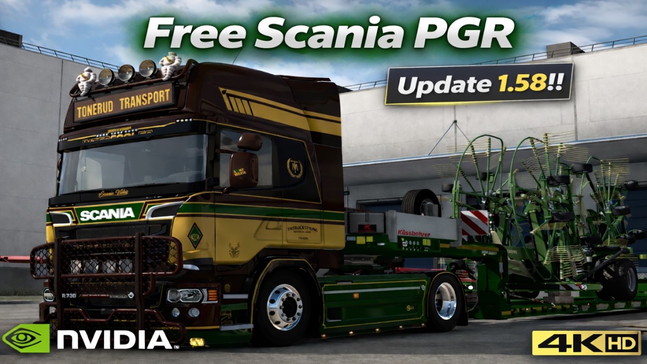*Great Free Scania!* The PGR! Krone TC 1370 Haul La Mans to Rennes *PNG/TAA Graphics* 1.58 ETS2 4K