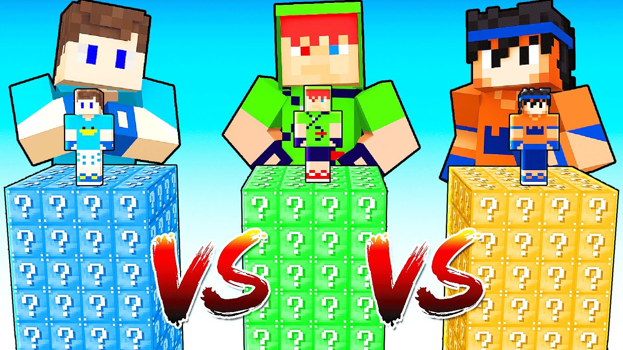 FAMÍLIA ARQUEIRA NO DESAFIO DO CUBO DE LUCKY BLOCK NO MINECRAFT!!