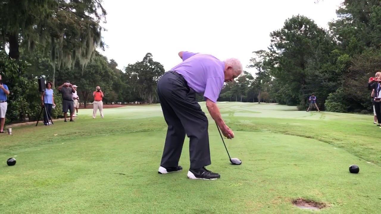 Jack Burke, Jr. hits opening tee shot