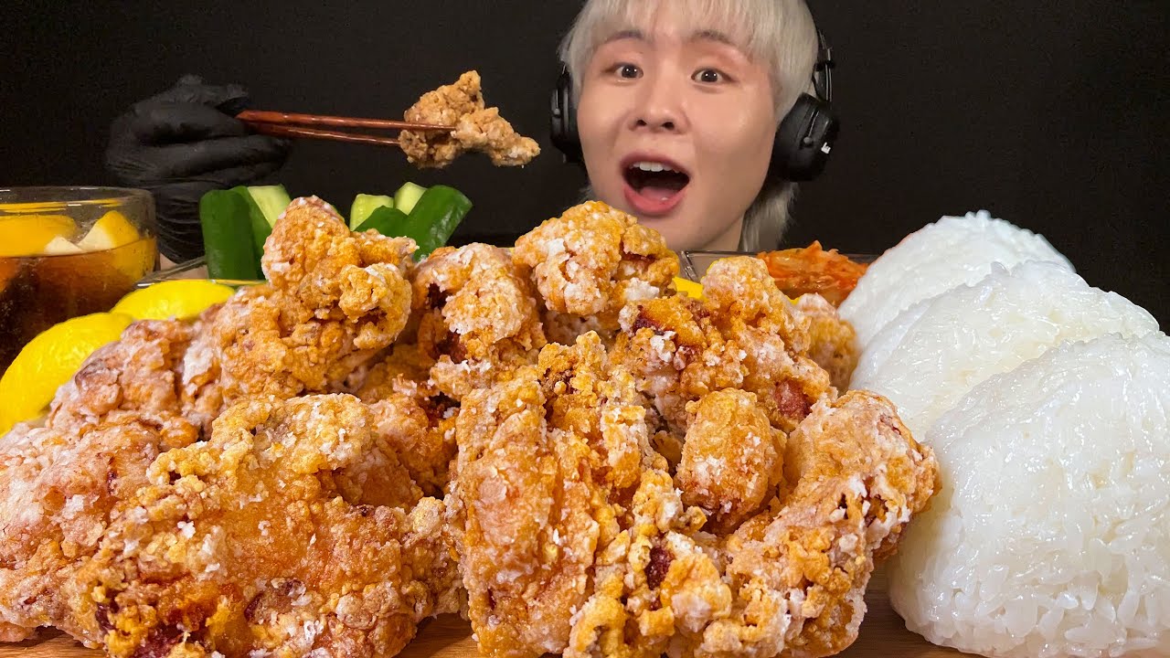 ASMR マヨ唐揚げ大食い‼️〜唐揚げにレモンかけた所でヘルシーにはならねぇ〜【咀嚼音】