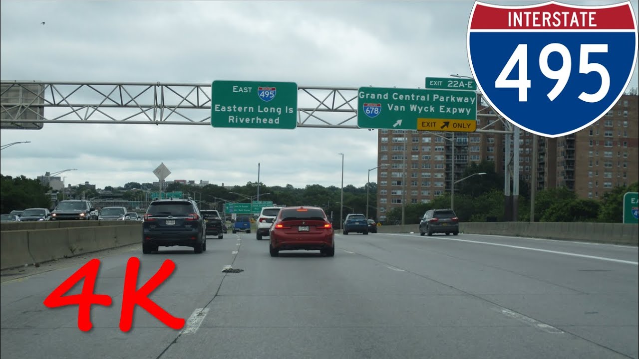 ⁴ᴷ Long Island Expressway (Interstate 495 Exits 1 to 32) eastbound [4K VIDEO]