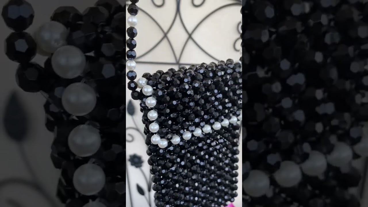 Sac &agrave; main en perles noires | Fait-main