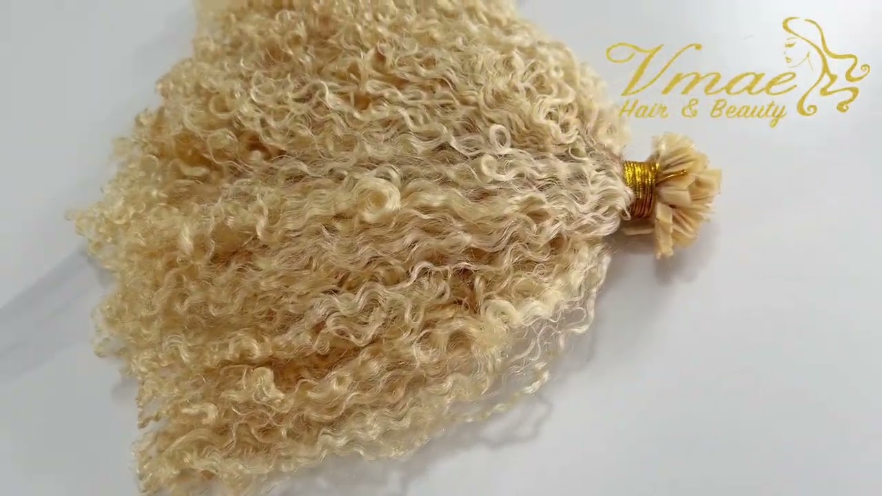 #60 platinum blonde Afro kinky curly K Tip 