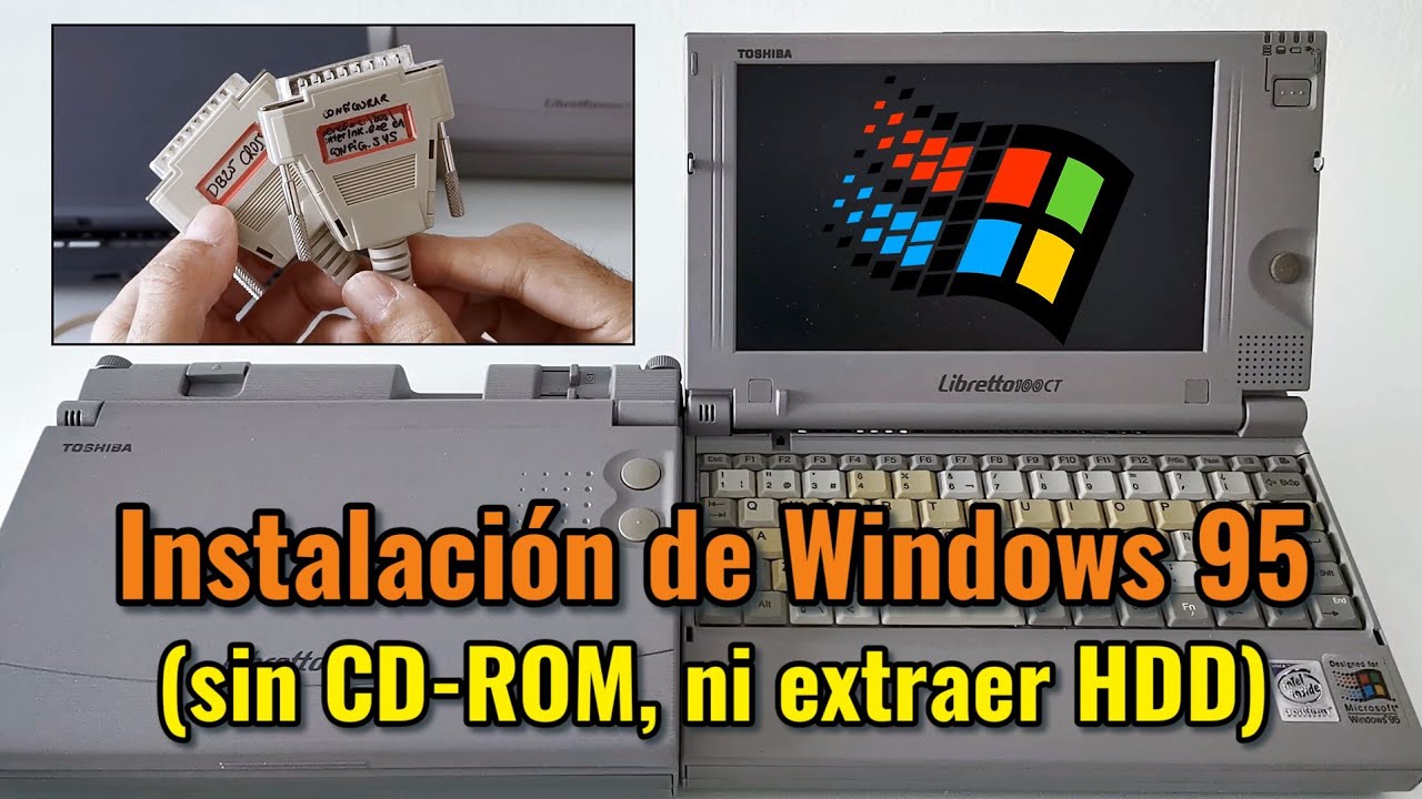 Cómo instalar Windows 95 en un PC sin CD-ROM. Pasar archivos por cable paralelo DB25 null modem.
