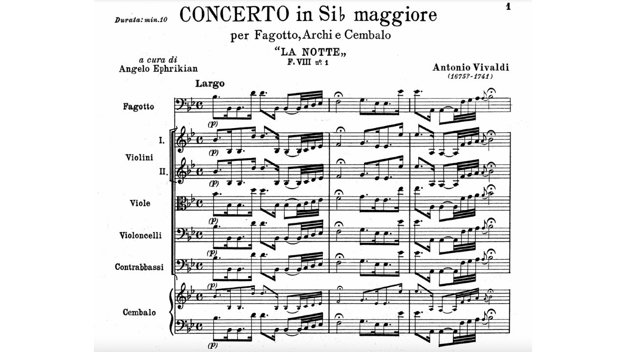 Antonio Vivaldi: “La notte” Bassoon Concerto in Bb Major, RV 501