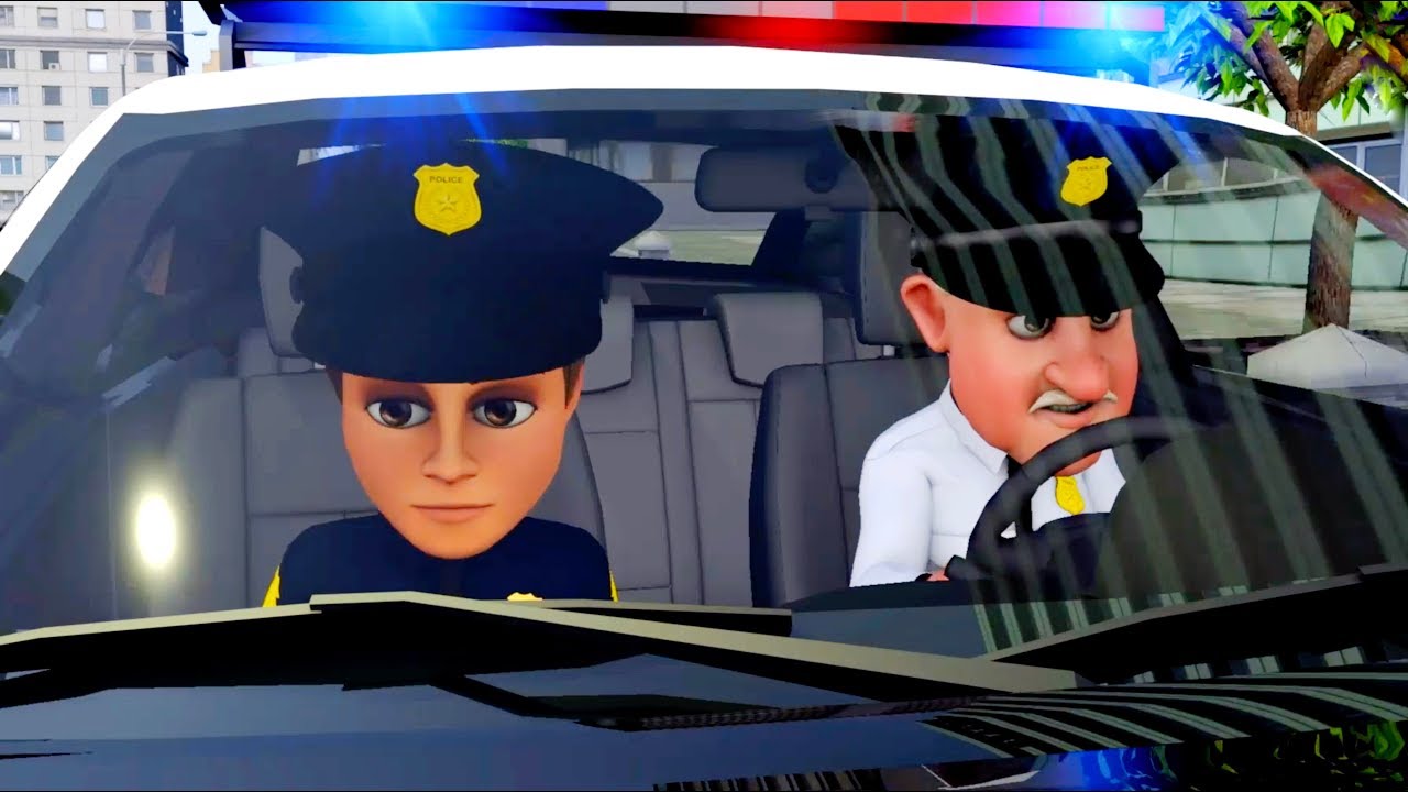 Desenho COMPLETO de policia em portugues. Desenho infantil de policia. Carros de corrida infantil.