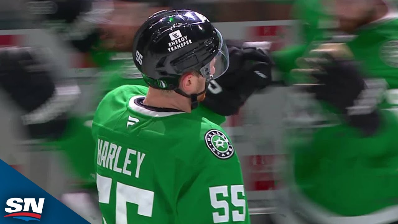Stars' Thomas Harley's Quick Snap Shot Beats Hellebuyck On Delayed Penalty