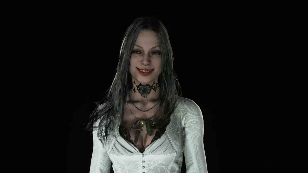 Daniela Dimitrescu White Dress With Human Face And Brunette Long Hairs Model Viewer (Microwave SCPs)