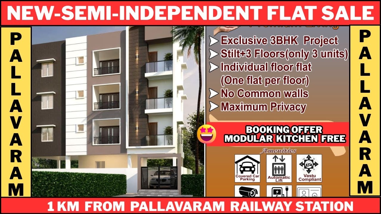 😊semi-independent new flats for sale in chennai pallavaram /spacious flat 