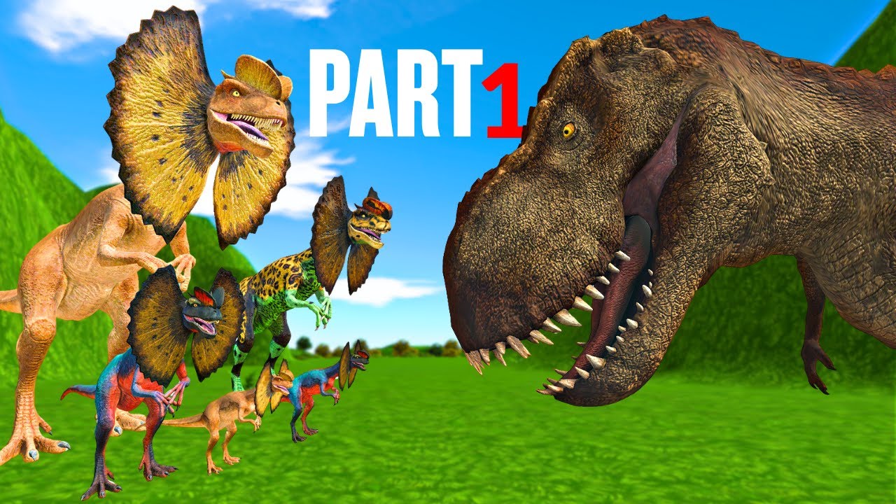 Dilophosaurus Gang Fights the T-Rex! Then Indoraptor Comes to the Rescue | Part 1