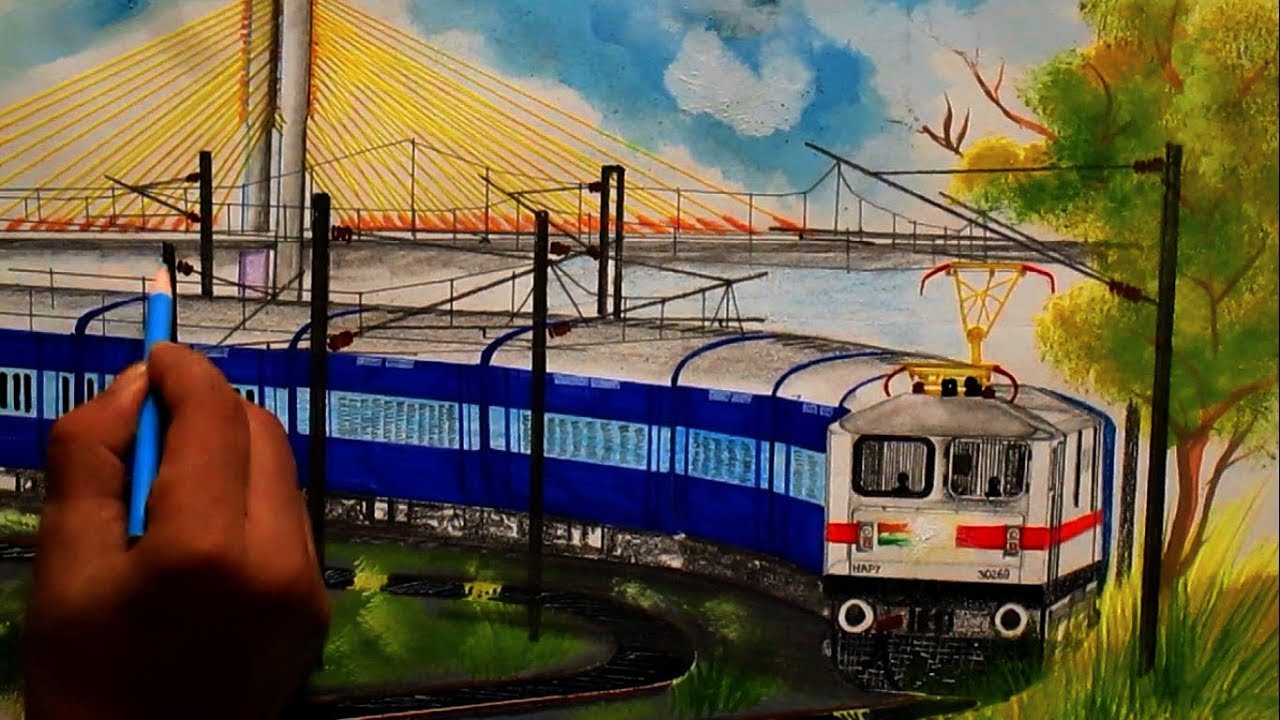 Prerna Express curving out of Nagpur - Drawing