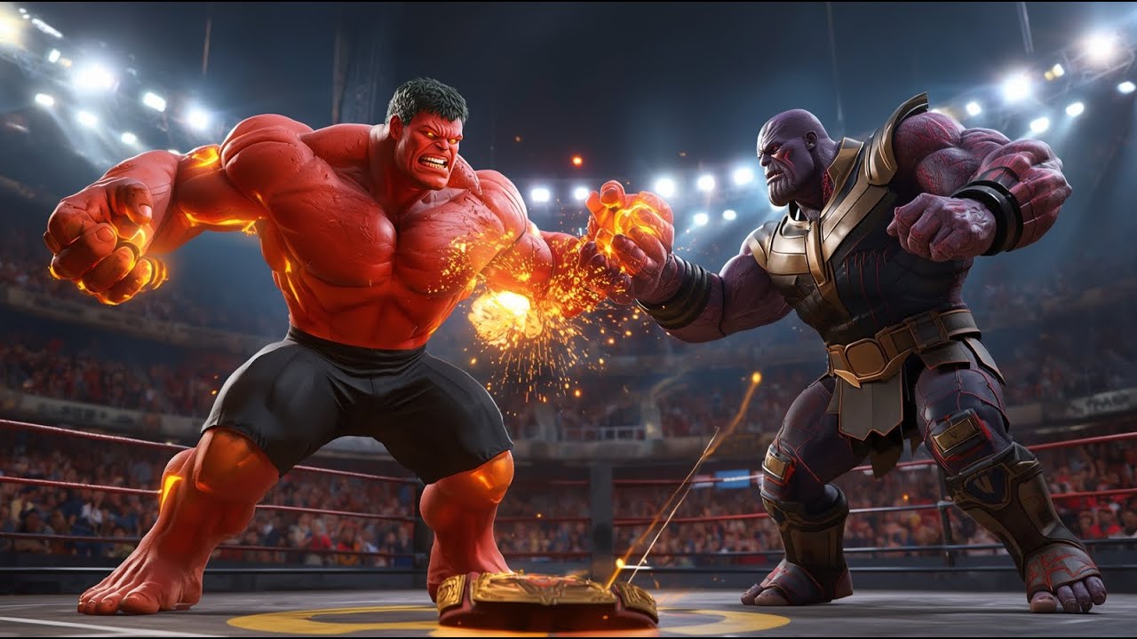 Hulk vs Thanos: Red Hulk Transformation & Brutal Ring Fight! #hulk #thanos #wrestling #movie