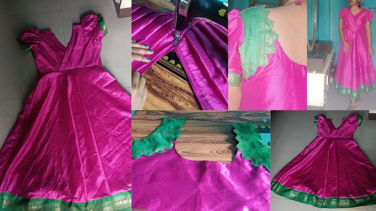 Pleated frock cutting and stitching in telugu #trendyfrocks #newfrockdesign #telugu  long frock 