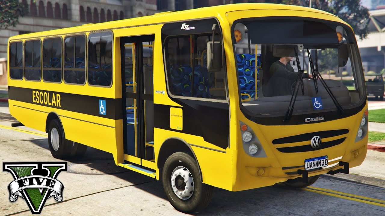 GTA V MODS - TRABALHANDO COMO MOTORISTA DE ÔNIBUS ESCOLAR | CAIO FOZ SUPER ESCOLAR