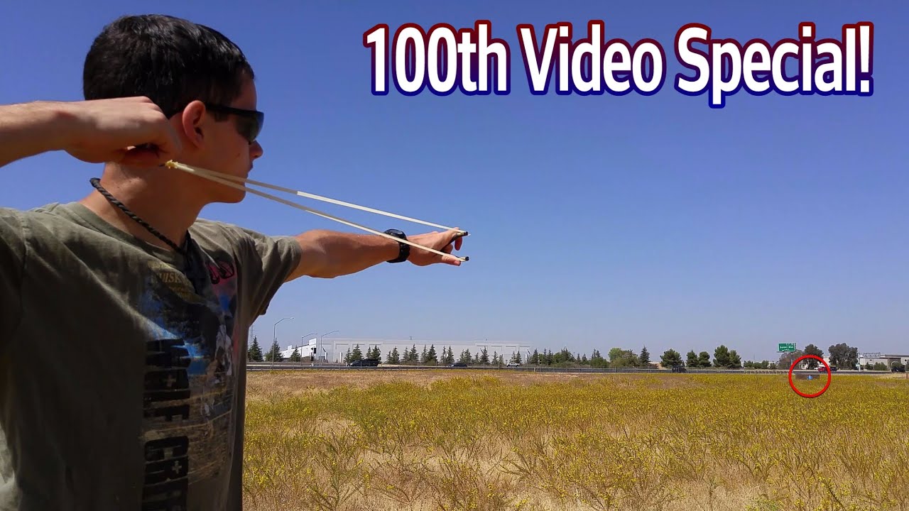 210 Foot Balloon Pop With A Slingshot! Incredible Long Range Slingshot Shooting!
