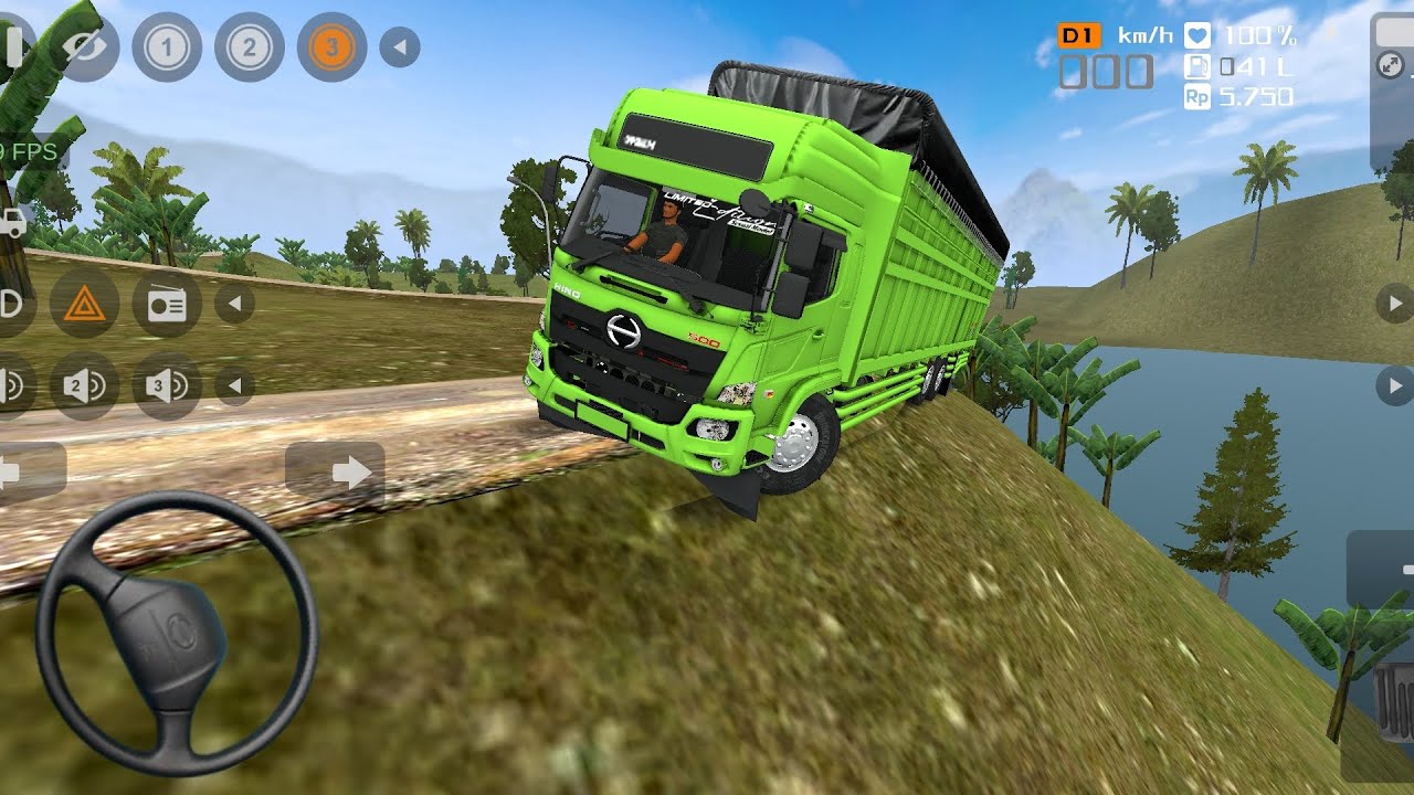 Game Truck Hino Tronton Spesial,Oleng Hampir masuk sungai Di jalan Tanah || Bus simulator indonesia