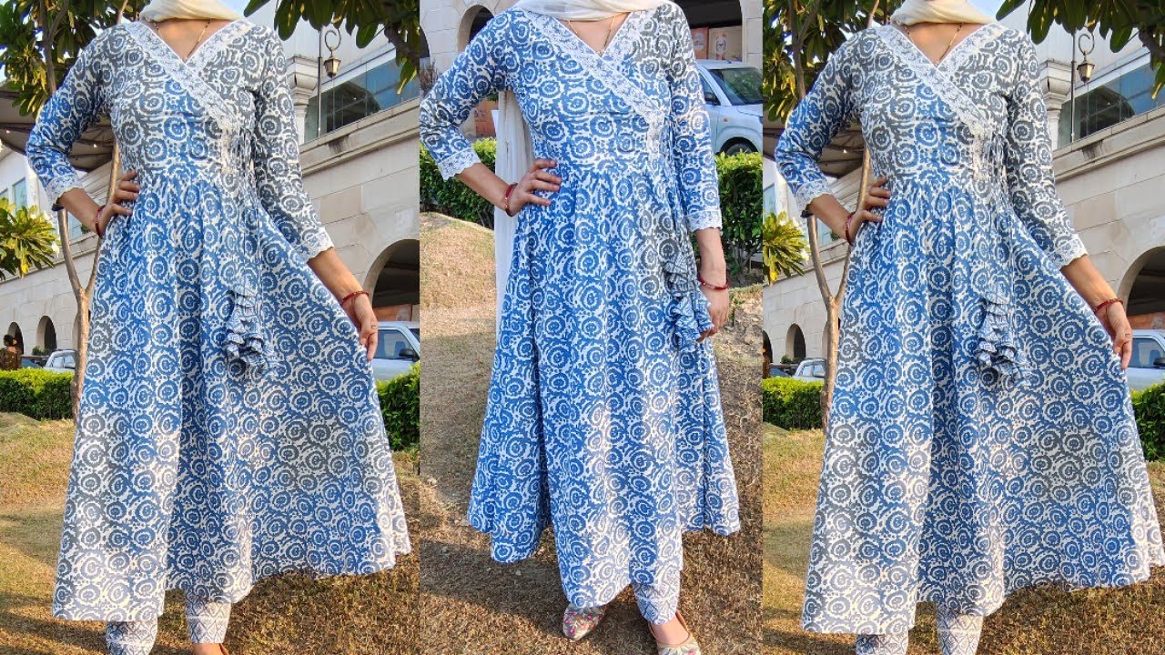 अंगरखा अनारकली कटिंग का बहुत सरल तरीका//Angrakha  Anarkali Frock Cutting & stitching very easy way