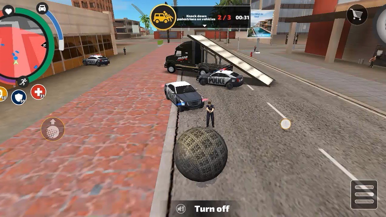 Rope Hero Game 😱 | Defeating Police with Chair Ball | Missile Gun Action  #ropeherovicetowngame 