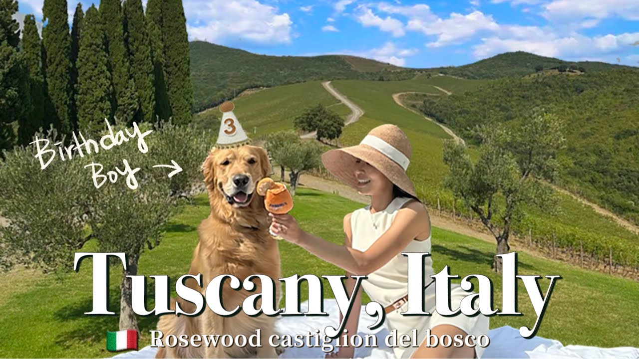 🇮🇹 My DOG parties in TUSCANY, 900yr old Italian estate l Rosewood castiglion del bosco l PISA