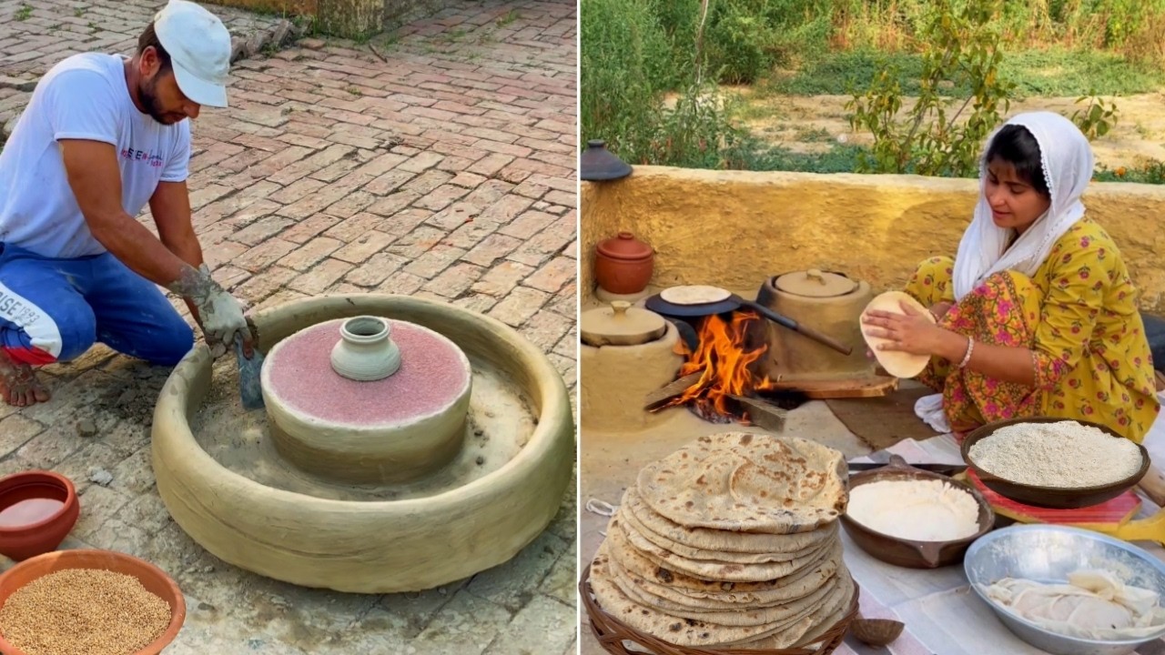Hand FLOUR MILL : Building an Ancient Traditonal ATTA CHAKKI at Home - No Electricity Needed! Il